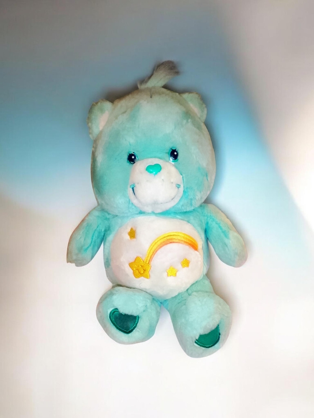 Turquoise Plush Bear with Rainbow Star Belly - Kids Toy